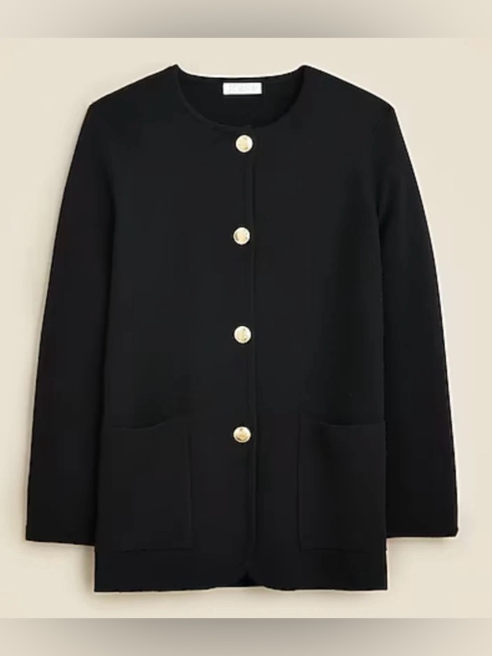 J. Crew Black Giselle sweater-blazer Cardigan with Gold Buttons